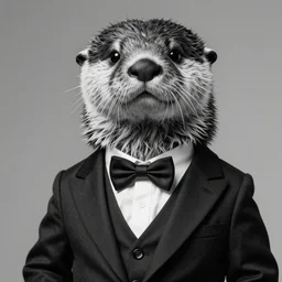 anthropomorphic masculine otter in costume, cnn, juanjo guarnido, concept art, highly detailed, eddotorial illustration, b & w, noir