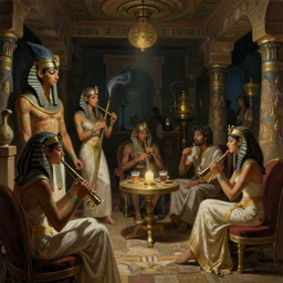 jazz speakeasy in the ancient egyptian underworld, by dave dorman hieronymus bosch, cyril rolando, esher and natalie shau, whimsical, profound, impossible, dark, atmospheric, brooding, digital painting, intricate.