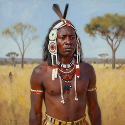 aboriginal australian warrior oil painting