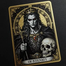 Portrait of the Prince of Entropy, gothic, malevolence, high fantasy, black paper, dark atmosphere, skull, detailed, cinematic, ornate, tarot card, highly detailed, ink illustration, golden ratio, 8k,