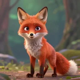 red fox, in the style of pixar, character art, movie still