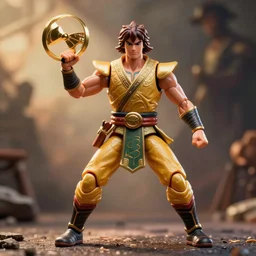 a detailed action figure of ken the warrior, hyper realistic, plastic, mattel
