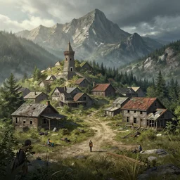 photo the last us part 2 abandoned mountain town : 5 4 k rtx hdr volume light concept studio matte painting environment digital illustration fanart artstation by eytan zana and balazs agoston, jad saber, aaron limonick, pablo dominguez and florent lebrun and robby johnson