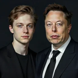Portrait of sasha luss and elon musk, in the style of Konstantin Razumov, extremely detailed