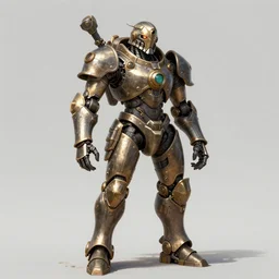 concept art of an humanoid steampunk mecha in the shape of an armored hoplite by ayami kojima