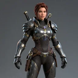 hyper detailed ultra sharp full body character portrait of a woman in power armor, in the style of arcane tv show, action pose, cinematic lighting, good value control, realistically proportioned face, photorealistic eyes, smooth, 3 d, 3 d animation, cgi, cgi animation, realistic shading, john singer sargent, in the style of studio fortiche