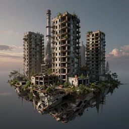 a beautiful hyperdetailed render of bungalow city unfinished building industrial architecture nature architecture abandoned building urbex by vija celmins, architecture island evil at night at dusk nature extraterrestial fisheye elysian magic realism hyperrealism tron retro, archdaily, wallpaper, highly detailed, trending on artstation.