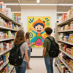 teens visiting groceries store artwork by z toon comics