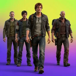 lee everett walking dead telltale, colorful, matte background : 0. 9 | by jim henson : 0. 7 | dave melvin : 0. 4 | unreal engine, deviantart, artstation, octane, finalrender, concept art, hd, 8 k resolution : 0. 8