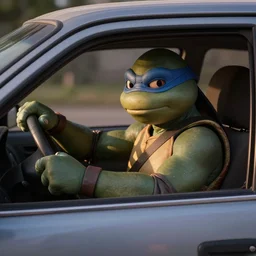 film still of michelangelo ( tmnt ) failing his drivers test