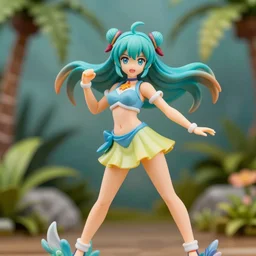 James Jean isolated magical girl vinyl figure, figure photography, smooth sharp focus, tropical undertones, anime stylized, dynamic pose, high detail, outdoors lighting - H 640