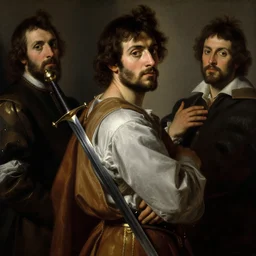 a man with a sword on his back by el greco, diego velazquez and francisco goya.