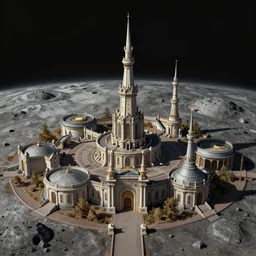 Soviet theme park on the Moon. Detailed digital matte painting in the style of simon stalenhag