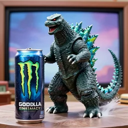 wow new splashy godzilla energy drink as shown in a 90s TVC