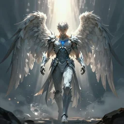 archangel michael by tsuyoshi nagano, illustration, cinematic lighting, hyperdetailed, 8 k, symmetrical, frostbite 3 engine, cryengine, dof, trending on artstation, digital art, crepuscular ray