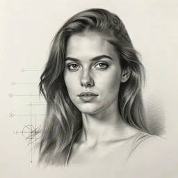 a beautiful hyperrealistic female portrait in pencil from a photo, by Peter Mohrbacher, technical drawing, blueprint diagram, trending on artstation