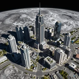 “an aerial photo of a futuristic city on the moon”