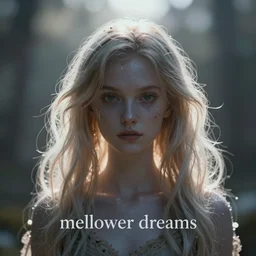 mellower dreams, album cover, extreme detail, octane render, trending on artstation, 4 k, medium shot, symmetrical, bokeh, volumetric backlighting.