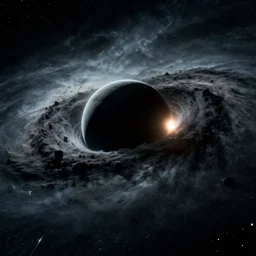A black hole, film still from the Christopher Nolan movie 'Interstellar'