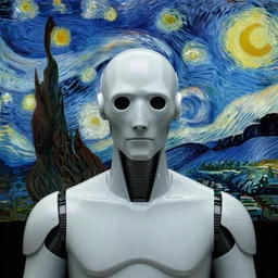 portrait of cyberman, mash - up between mc escher and vincent van gogh