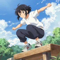 parkour < / w > nazo no kanojo x by ueshiba riichi illustration, highly detailed