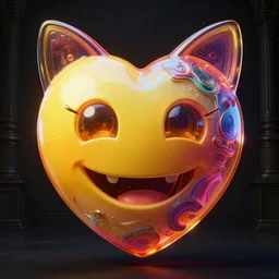 vibrant ultra clear sculpture of beautiful heart emoji, cat's ears position by laurie greasley gustave dore ron english, cybernetics, low contrast, cinematic dramatic lighting, hyper realistic detailed intricate render, hypermaximalist, ornate, epic composition, 4 k 8 k, cryengine octane blender, sharp focus, concept art, masterpiece
