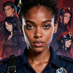A beautiful young African-American dieselpunk policewoman || fine-face, handsome face, realistic shaded Perfect face, fine details. Anime. realistic shaded lighting poster by Ilya Kuvshinov katsuhiro otomo ghost-in-the-shell, magali villeneuve, artgerm, Jeremy Lipkin and Michael Garmash and Rob Rey