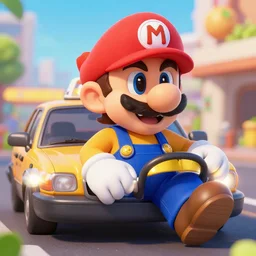 Waluigi as a taxi driver, digital art, 8k, high quality, hyperdetalied, trending on artstation,