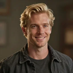 happy blonde english man, fluent composition, concept art, ambient light, 4 k, intricate details, highly professionally detailed, cgsociety, highly detailed -