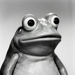 portrait of Pepe the frog with salvadore dali mustache, photography by Cecil Beaton, glamorous Hollywood style lighting, black and white, photorealistic