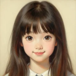 a detailed portrait of am adorable anime girl, cute, smile eyes, painting by gaston bussiere, craig mullins, j. c. leyendecker