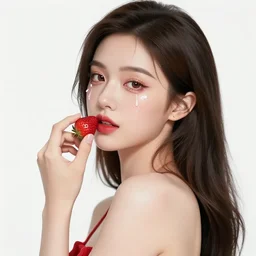 the portrait of an absurdly beautiful, graceful, elegant, sophisticated, fashionable young woman made of strawberries and white petals with tears, an ultrafine hyperdetailed illustration by kim jung gi, irakli nadar, julia boin, intricate linework, bright colors, octopath traveler, final fantasy, unreal engine 5 highly rendered, global illumination, radiant light, detailed and intricate environment