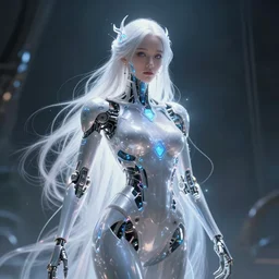 benevolent android necromancer, aura of light, artificial intelligence, scifi, futuristic, highly detailed, trending on artstation, lee ji - eun, advanced technology, art by vitaly bulgarov