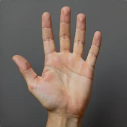 study of a right human male palm with 5!! five!!! straight fingers, detailed, precise, studio lighting, oil painting, matte painting, award - winning, smooth, realistic, hyperrealism,