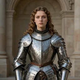portrait of annasophia robb as joan of arc, medieval armour