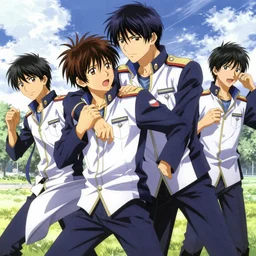 boy's love anime high school noon, high detail concept art, perfect proportions fine face, tall handsome guys, close together romantic undertones, dynamic posing, avant designer uniform, vivid colors, realistic shaded lighting poster fantasy art ilya kuvshinov, katsuhiro, jeremy lipking and michael germash, makoto shinkai, loish and clamp style, best selling artist