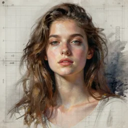 a portrait, art by james jean, blueprint,