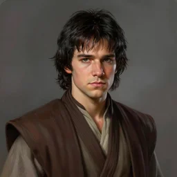 portrait of a man by greg rutkowski, braiden solo, he is about 3 0 years old, messy black hair, atractive, wearing jedi robes, star wars expanded universe, highly detailed portrait, digital painting, artstation, concept art, smooth, sharp foccus ilustration, artstation hq