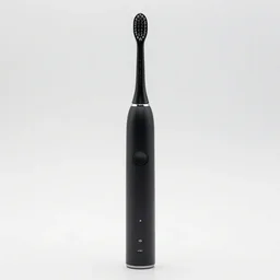 matte black electric toothbrush, photorealistic, isolated on a pure white background, centered, entire object in frame, sharp focus, soft studio lighting