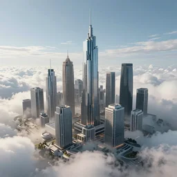 A futuristic city in the clouds