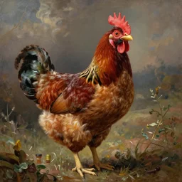 a chicken butler, fancy mustache, monocle, highly detail, oil painting , accurate anatomy,