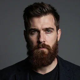 a Dramatic portrait of a bearded man