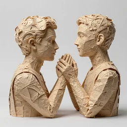 empathy emerging in artificial intelligence. ray tracing. papier - mache