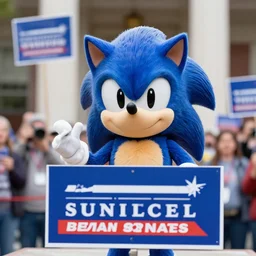 photograph of sonic the hedgehog campaigning for united states senate election