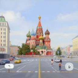 painting!!! of google maps street view paorama russia moscow 4 teatral'nyy proyezd realistic illustration, perfectly shaded, soft painting, art by krenz cushart and wenjun lin