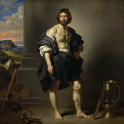 a detailed oil painting mixing the styles of rembrandt and caravaggio