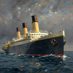 The Titanic hitting an iceberg, oil painting by Ivan Aivazovsky