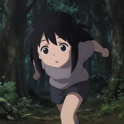 anime visual, low light portrait of a curious young woman walking in a forest, cute face by ilya kuvshinov, yoh yoshinari, dynamic pose, dynamic perspective, high contrast, cel shaded, rounded eyes, kyoani, natsume yuujinchou, smooth facial features, makoto shinkai