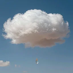 Massive drops of water in a cloudless Mars sky, sunny weather, saturated colors, hyper detailed photorealistic
