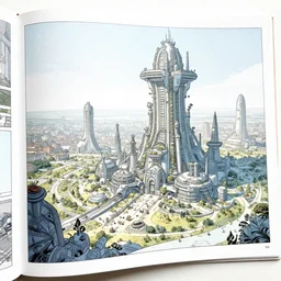 comic book page, solarpunk utopia, by Luc Schuiten
